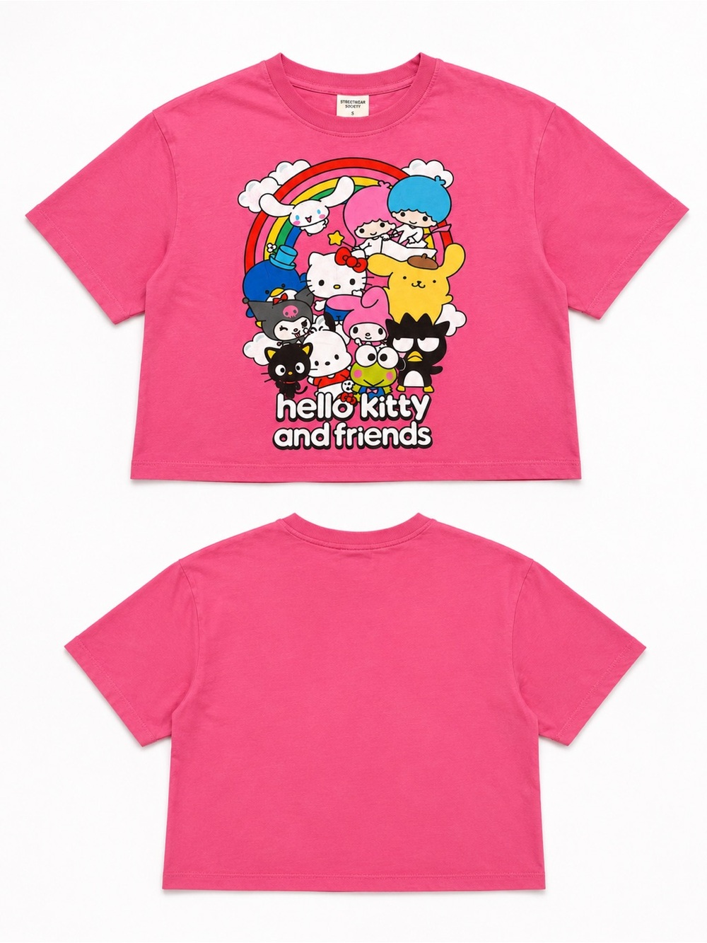 Hello Kitty Sanrio Boxy Crop Graphic Tee Pink Sz S Kawaii Y2K Harajuko Soft Girl - Picture 2 of 16